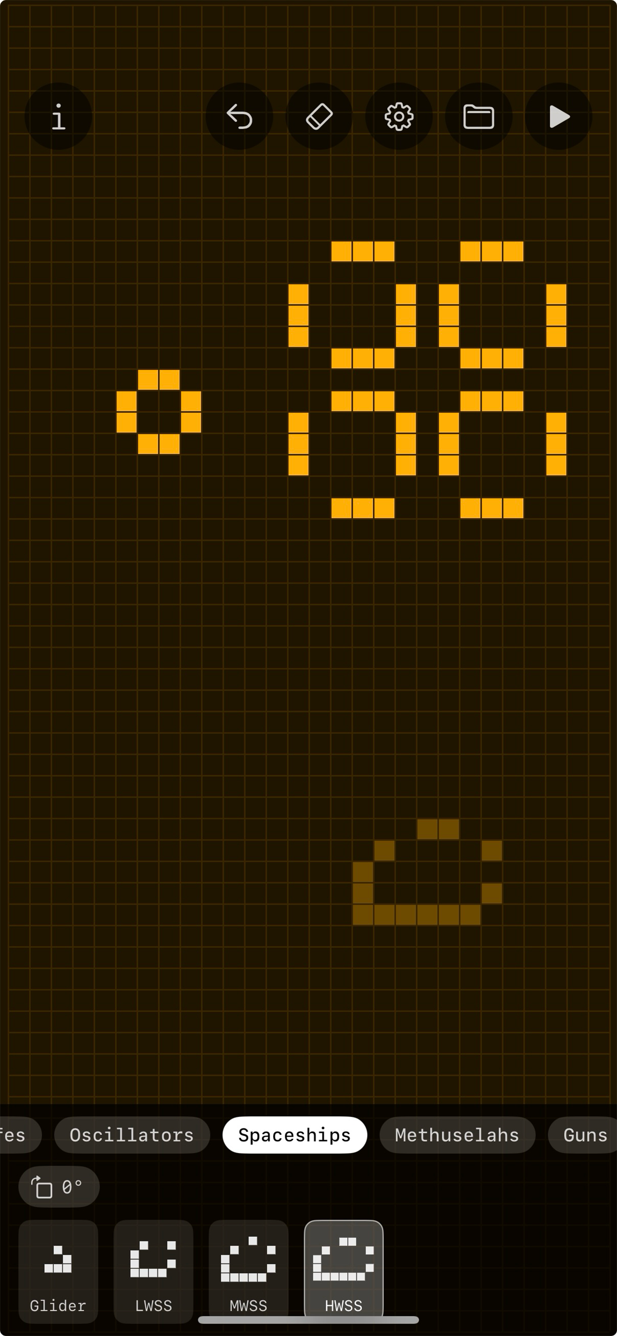 Placing spaceships on the grid