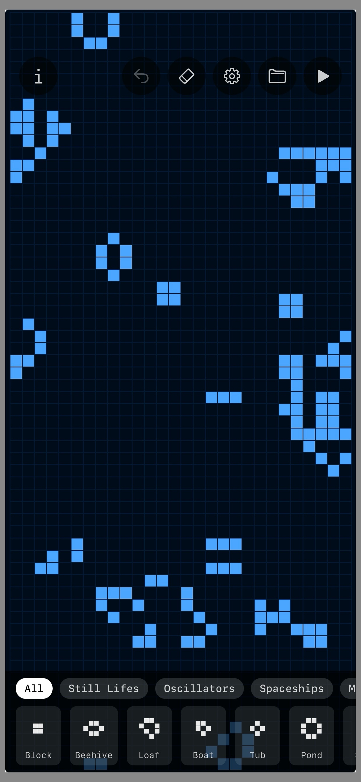 Pattern library with toolbar
